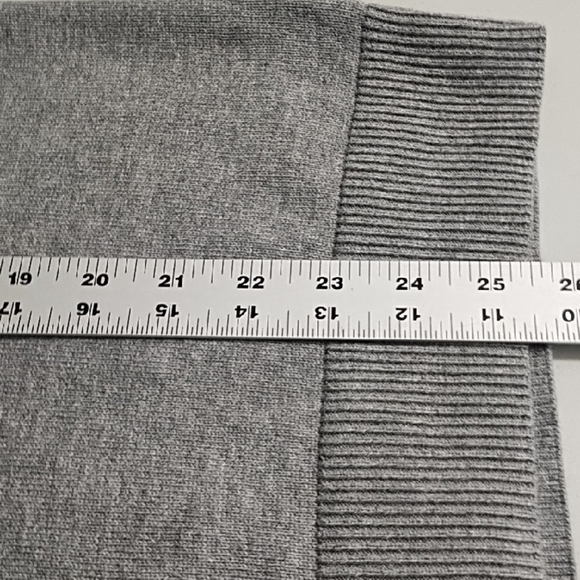 Gray 100% Cotton 1/4 Zip Up Sweater with High Collar Ribbed Cuffs & Hem - Picture 4 of 10